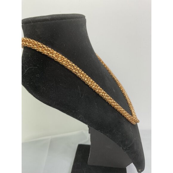 Gold-Tone Snake Chain Necklace Double Strand Adjustable - Picture 3 of 4